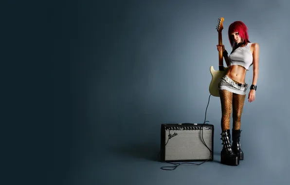 Picture pink, guitar, skirt, girl., amplifier, baby
