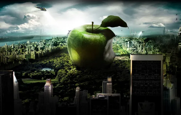 The city, Park, Apple, center, new York