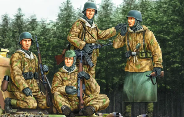 Rifle, The Wehrmacht, StG 44, Soldiers, Pantsergrenadery, Rifle 43