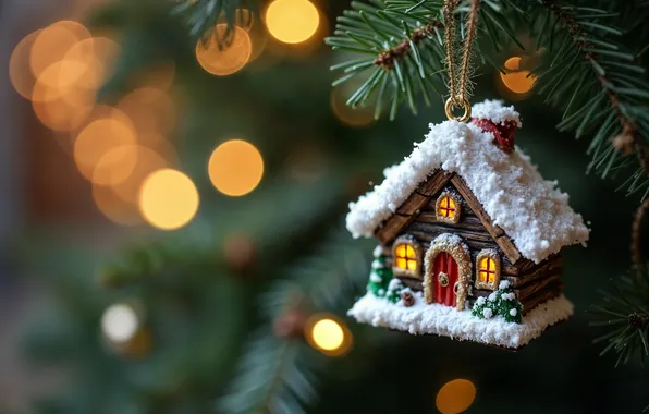 Picture decoration, toy, tree, Christmas, New year, house, Christmas, tree