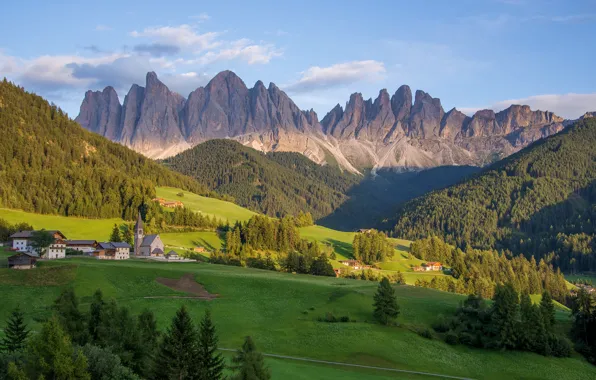 Mountains, Alps, Church