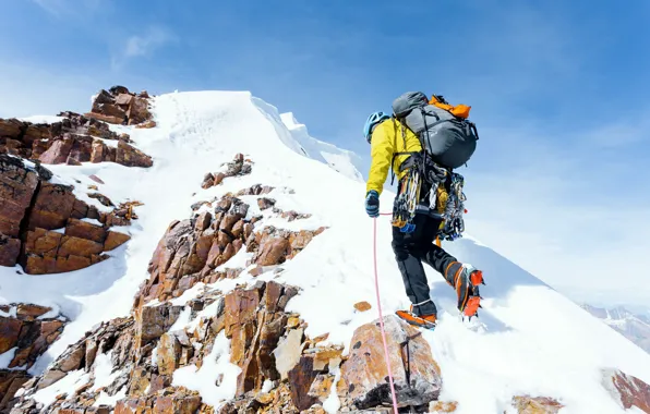 Picture the sky, snow, mountain, Canada, climber, Jasper National Park, climbing, climbing