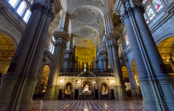 Picture columns, Spain, religion, Malaga, Cathedral, the nave
