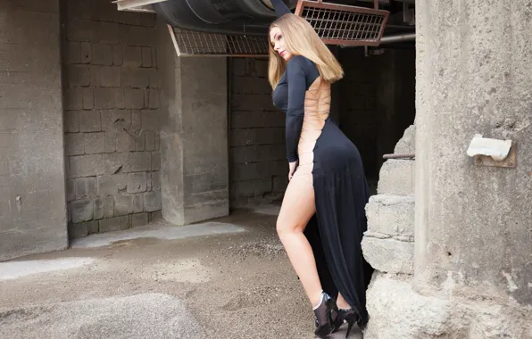 Summer, face, sexy, pose, model, back, figure, dress