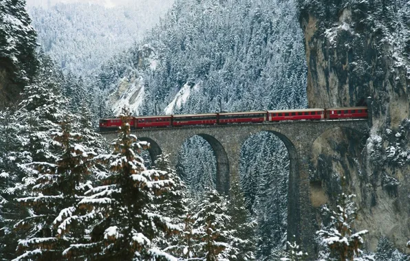 Snow, bridge, train, Norway, Netherlands