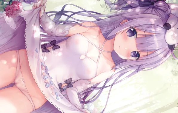 Girl, sexy, lingerie, panties, dress, nipples, boobs, anime