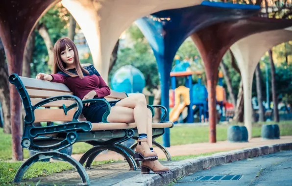 Legs, Asian, bench