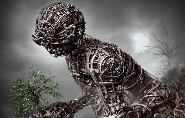 Fiction, plant, robot, art, iron