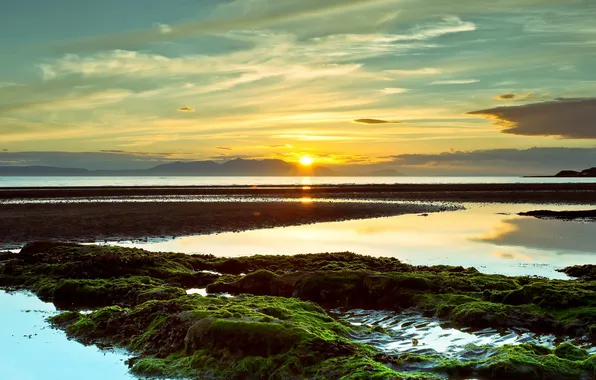 Sea, landscape, sunset, nature