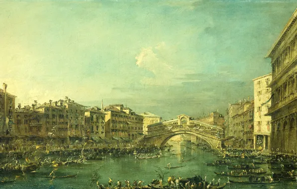 Oil, picture, canvas, Francesco Guardi, Francesco Guardi, 1793, Regatta on the Grand canal at Rialto …