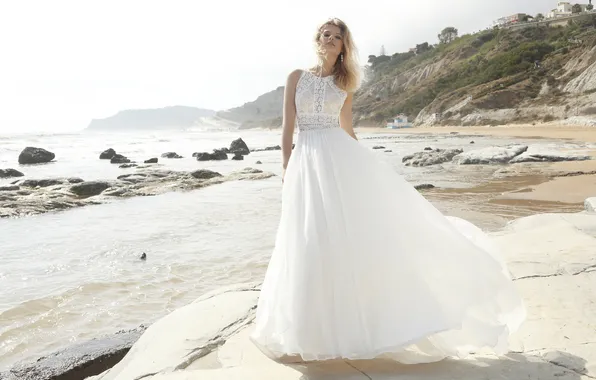 Girl, dress, beautiful, model, wedding, cute, posing, long-haired