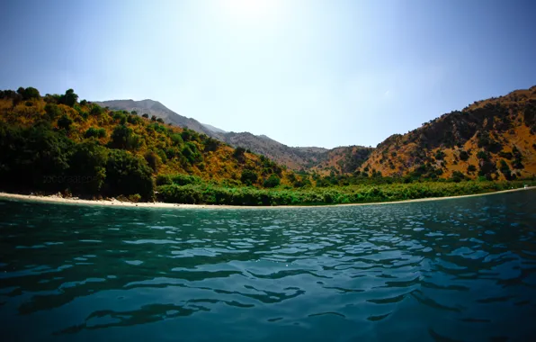Lake, shore, mountain, Greece, dobraatebe, Crete