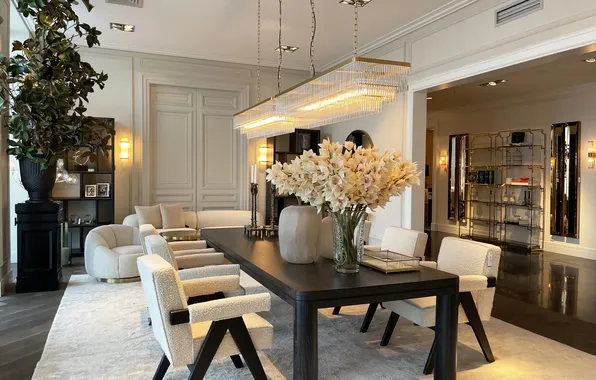 Flowers, design, style, interior, plants, candles, living room, dining room