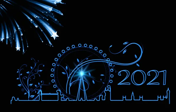 Stars, design, the city, London, vector, UK, New year, Ferris wheel