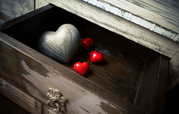 Love, red, background, Wallpaper, heart, box, wooden, wallpaper