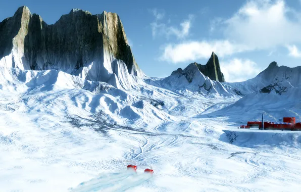 Winter, mountains, station