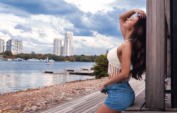 Picture ass, water, girl, the city, hair, shorts, Andrew Morozow