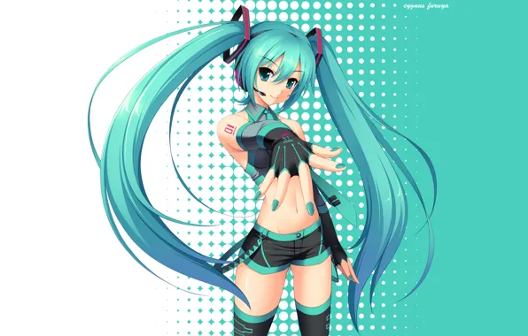 Girl, anime, Hatsune Miku, Vocaloid, art, manicure, Cygnus