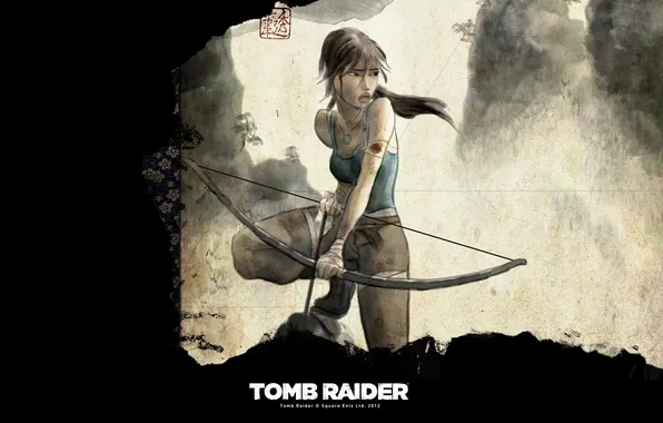Picture girl, bow, art, Tomb Raider, Lara Croft, Lara Croft, tomb raider
