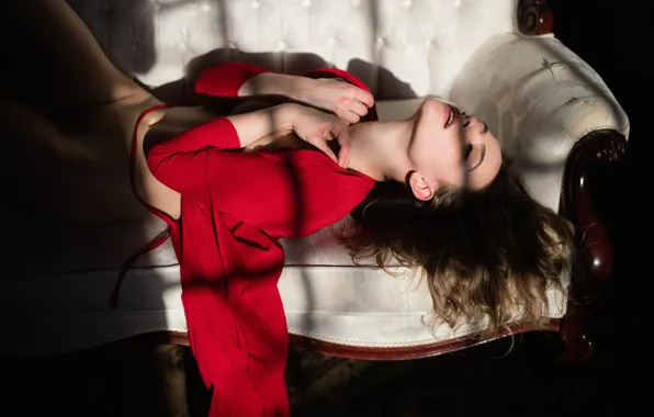 Girl, face, sofa, lies, Charlotte