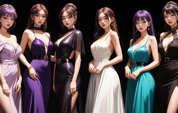 Girls, outfits, dresses, AI art