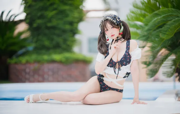 Girl, sexy, model, pretty, asian, cute, adorable, ponytails