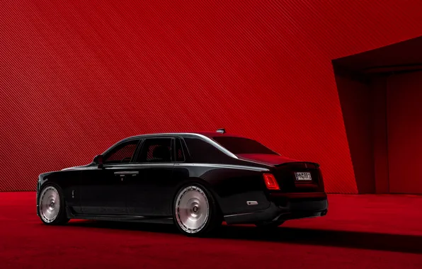 Picture Rolls Royce, rear view, red background, Rolls Royce Phantom