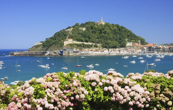 Picture sea, the city, Bay, yacht, Spain, Basque Country, San Sebastian