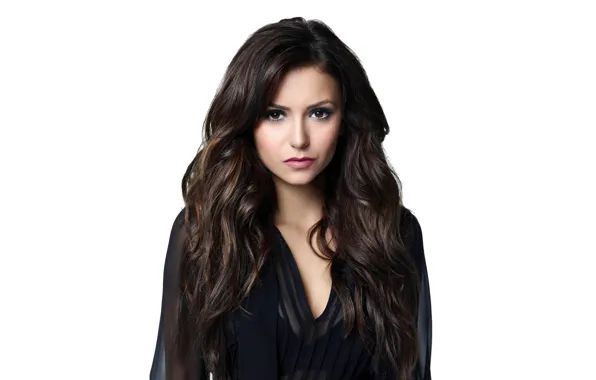 Look, hair, makeup, actress, Nina Dobrev, Nina Dobrev, hair, white background