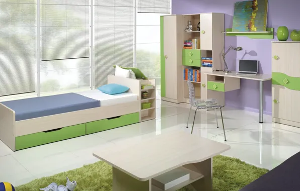 Design, style, interior, bedroom, children's, Desk, the room of the student