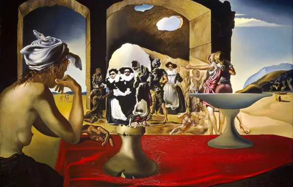 Picture surrealism, picture, Salvador Dali, Salvador Dali, Slave market with the apparition of the Invisible Bust …