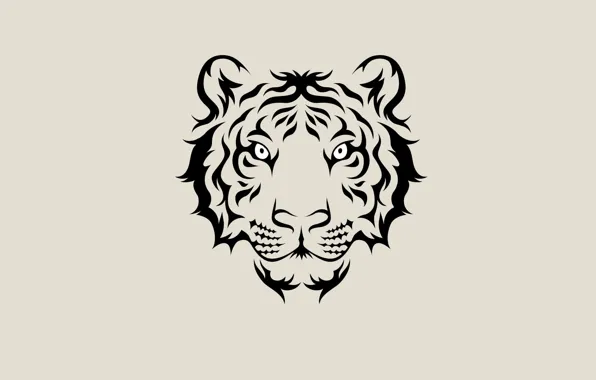 Picture face, tiger, minimalism, light background, tiger