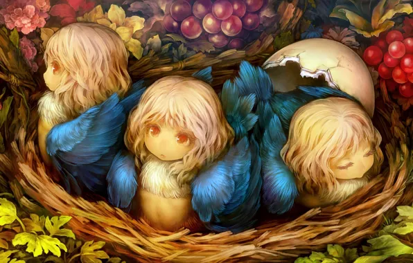 Berries, the game, art, socket, baby, Chicks, dragon's crown, crown dragon cute