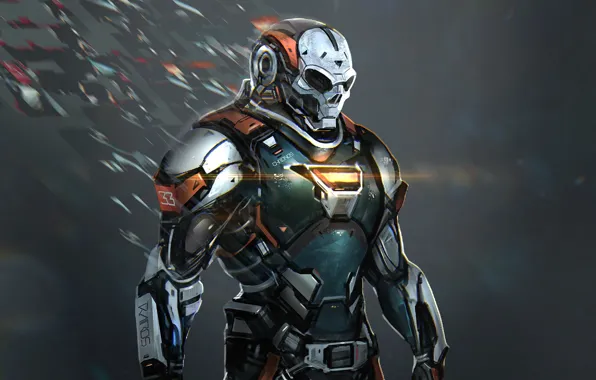 Fiction, robot, mask, helmet, armor, Chronos
