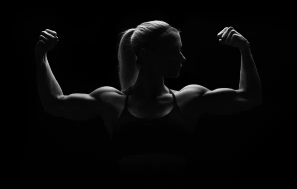 Picture woman, muscles, pose, silhouette