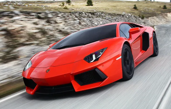 Road, photo, speed, cars, auto, Lamborghini Aventador