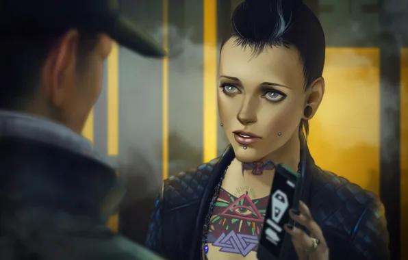 Picture art, Watch Dogs, Aiden Pearce, Clara Lille