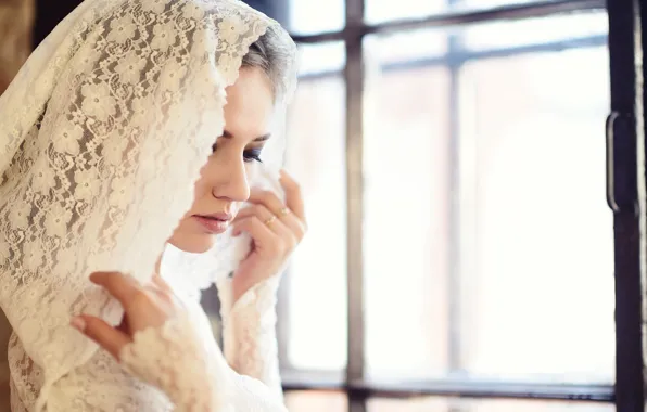 Picture light, hood, lace, photographer, window, face, Galina Tcivina, Galina