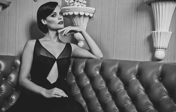 Look, girl, black and white, actress, monochrome, monochrome, black and white, Jaimie Alexander