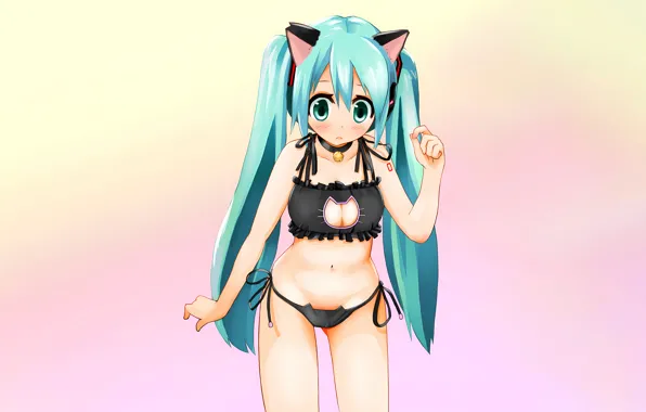 Girl, sexy, lingerie, pantsu, bra, Hatsune Miku, cleavage, Vocaloid