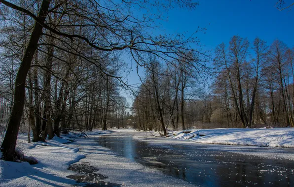 Ice, winter, landscape, nature, river