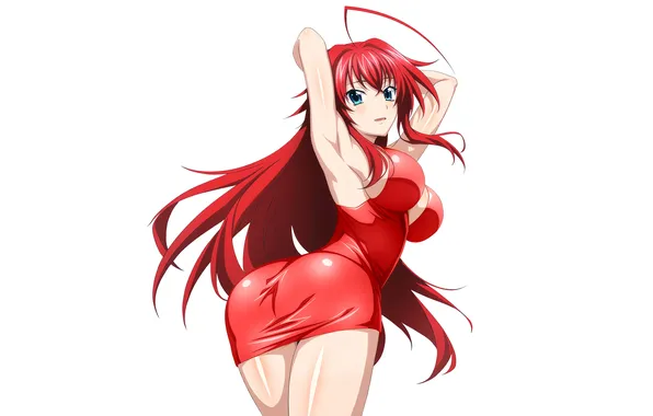 Girl, sexy, ass, cleavage, red hair, long hair, dress, boobs