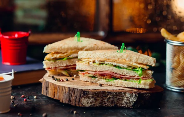 Greens, bread, vegetables, sandwich, spices