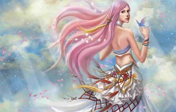 Picture anime, girl, butterfly, art