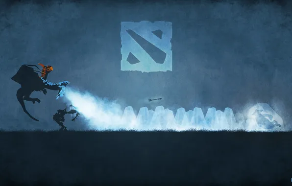 Picture cold, blue, background, dragon, arrow, dota, characters