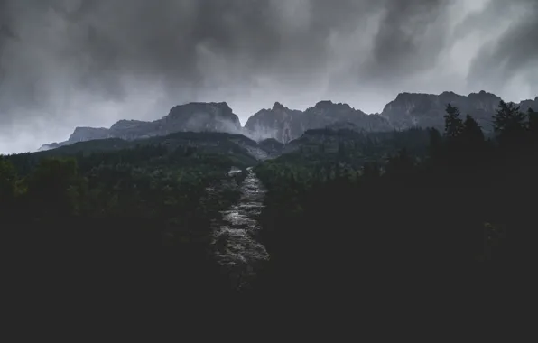 Dark, German, Nature, Clouds, Wood, Germany, Rain, Trees