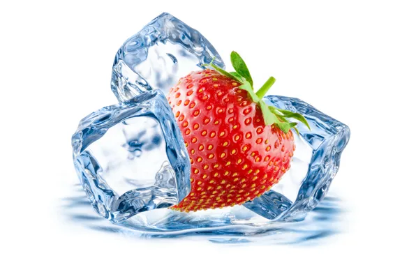 Picture ice, droplets, berry, strawberry, berry, ice, drops, strawberry