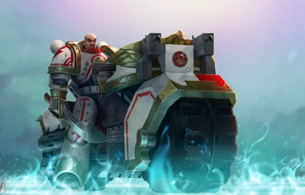Picture fiction, armor, Warhammer, bike, art, space marine, warhammer 40k, white scar