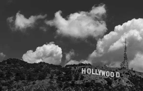 Clouds, mountains, Hollywood, USA, Hollywood