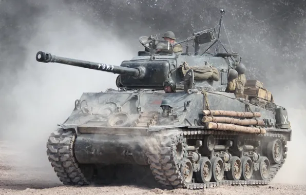 Picture dust, tank, average, "Sherman", M4A3 Sherman